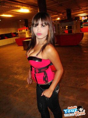 Busty Gail posing in bathroom and fucking white guy