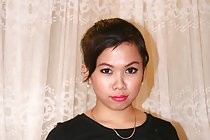Short haired shaved Filipina Nikki Dantis sucking white cock